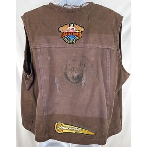 Women's Brown Biker Jacket w/ Patches-Beat Up-Awesome Wolf w/ Feathers on Back